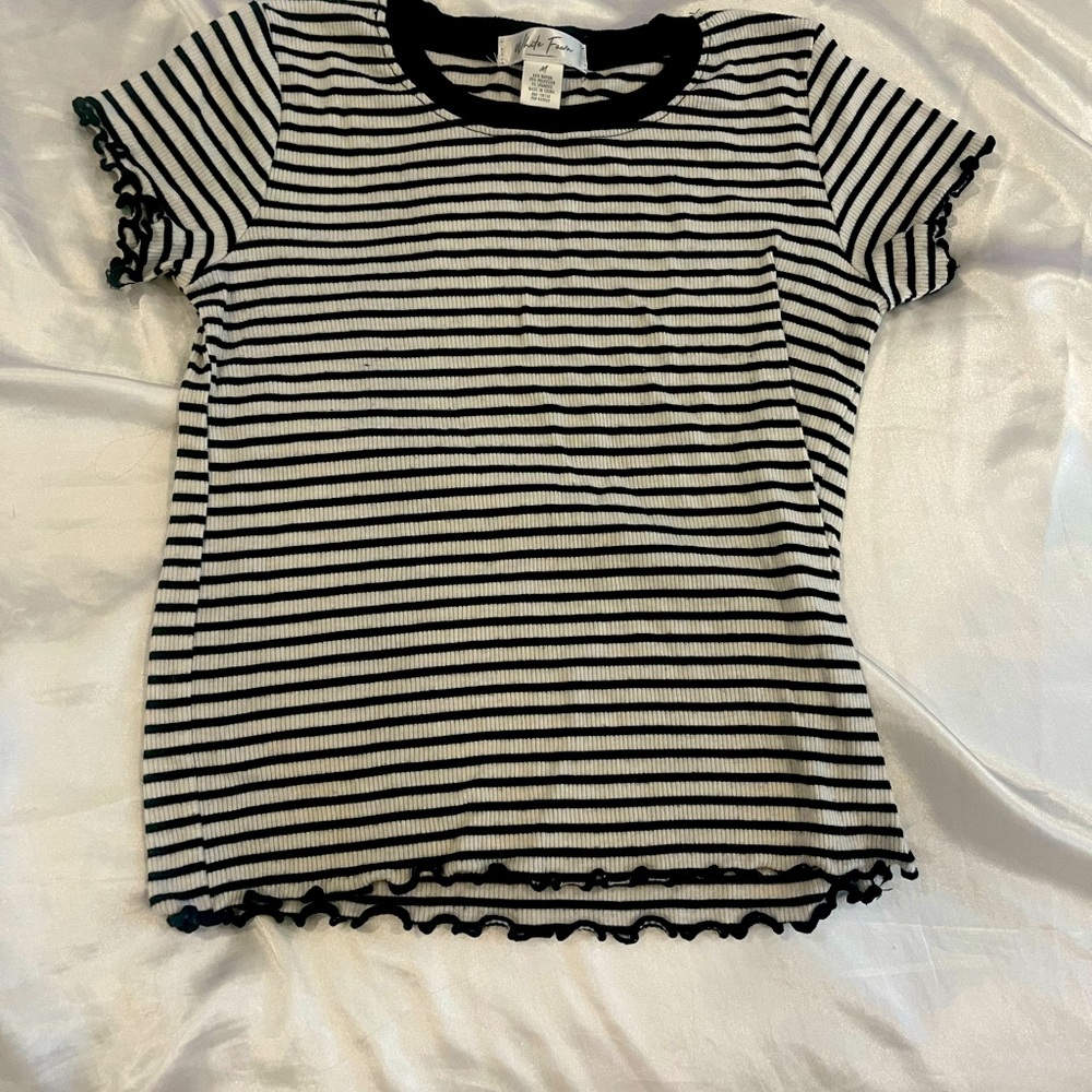 white and black striped shirt